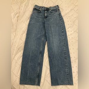 Everlane high rise, medium wash denim jeans